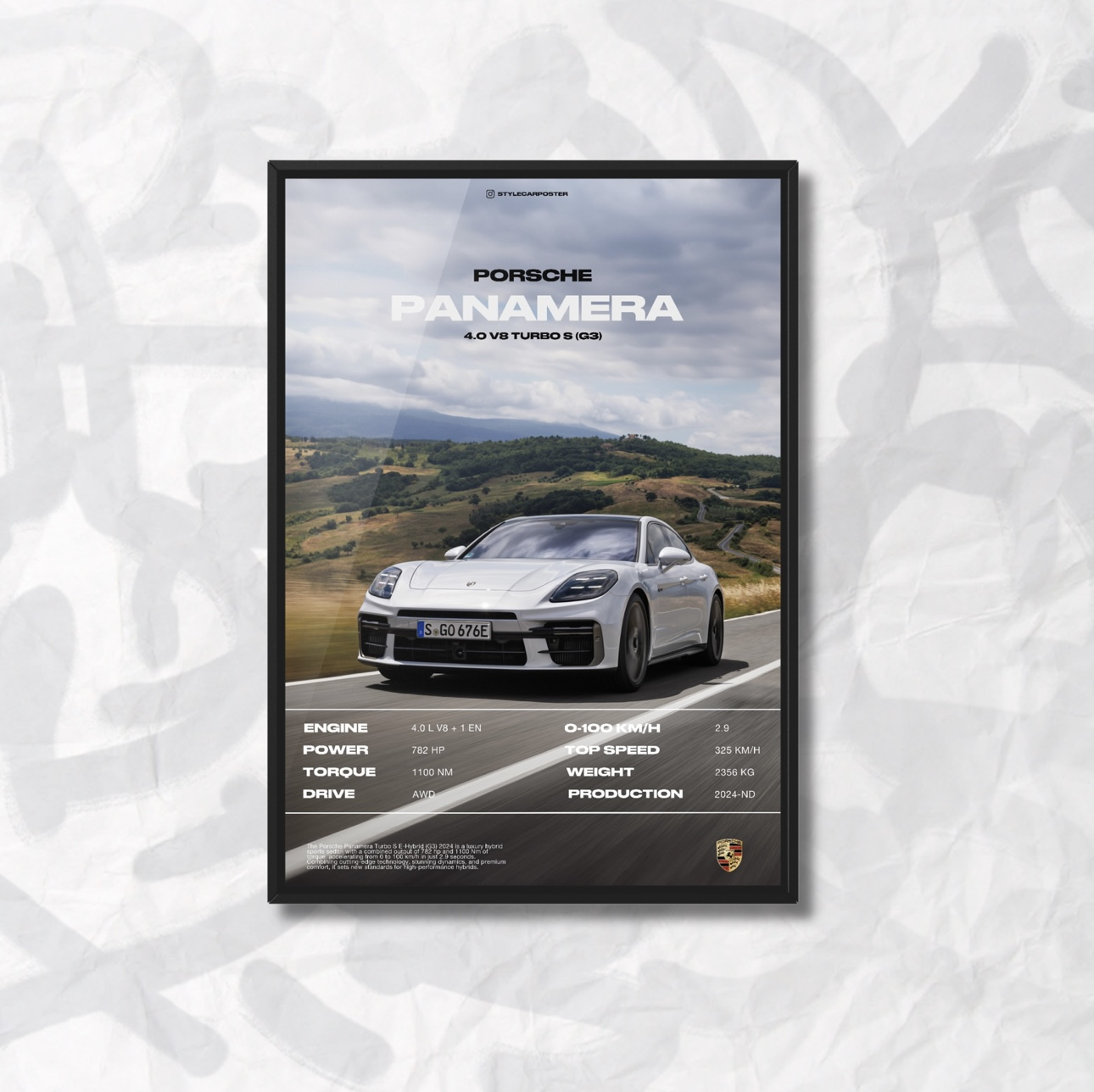 Картина с авто Porsche Panamera Turbo S передняя часть дизайн Automotive Elegance А5 210х148 мм (PR0082)