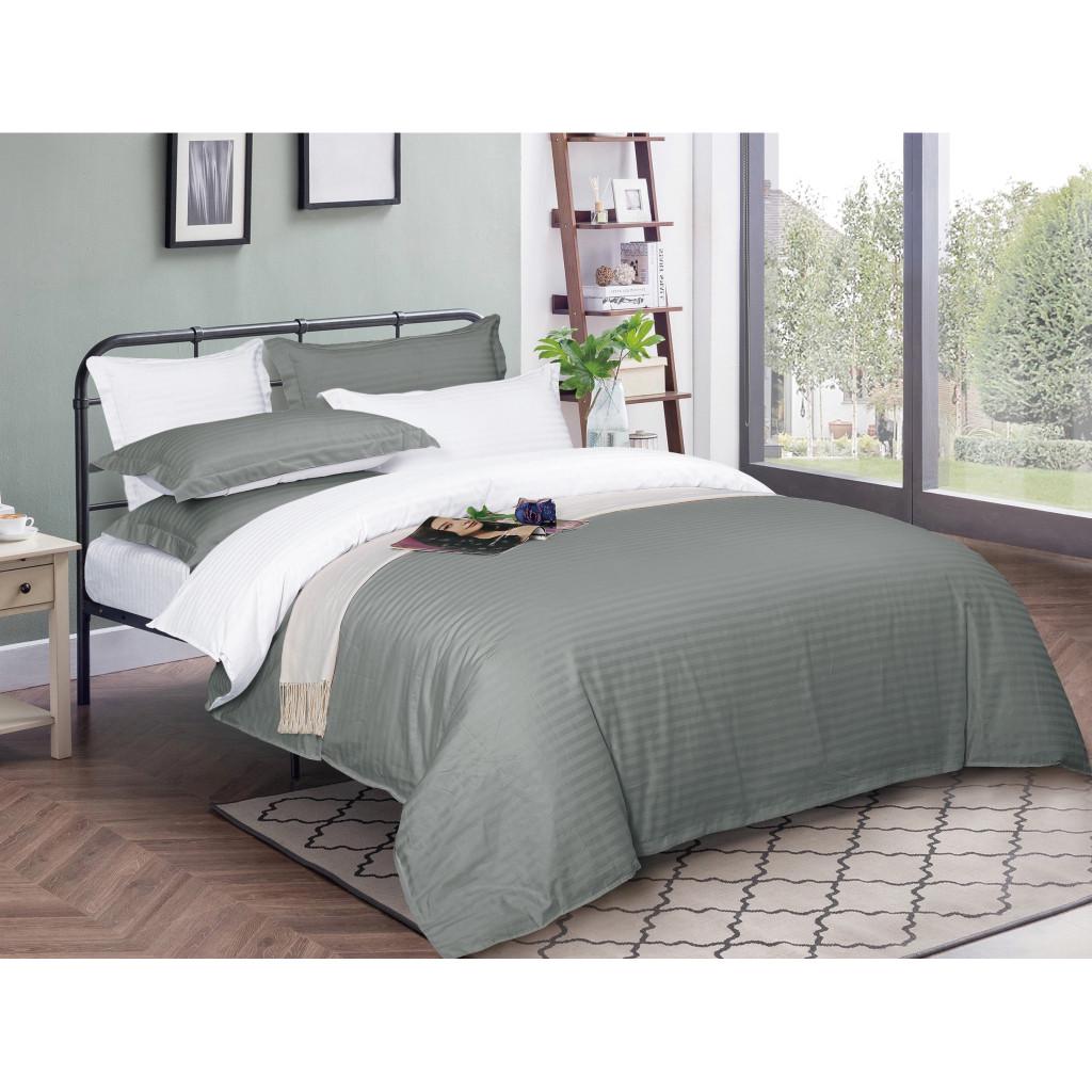 Комплект постельного белья MirSon 30-0010+30-0001 Widad satin-stripe King Size 220х240 см (2200005258286)