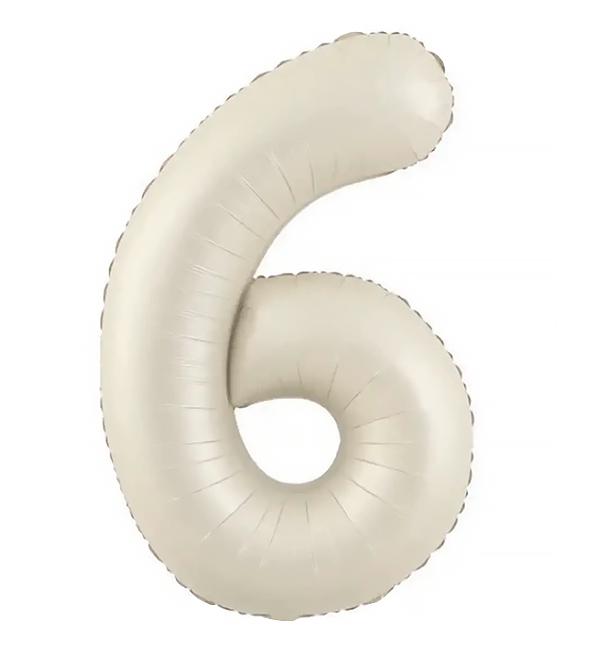 Шарик Цифра 6 100 см Слоновая кость сатин (135471)