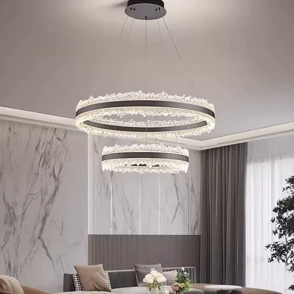 Люстра подвесная с двумя кольцами Ø 60х40 см Черный (MJ304-600+400 BK)