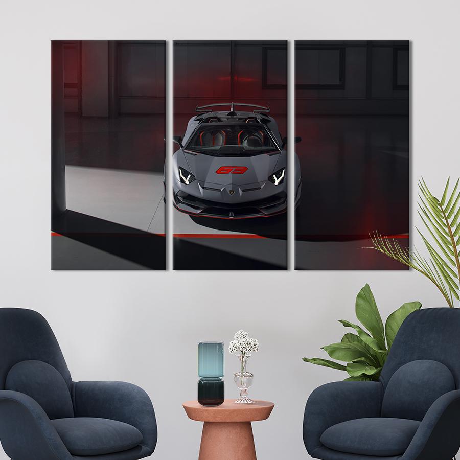 Картина на холсте триптих Знаменитое авто Lamborghini 156x100 см (1264-31)