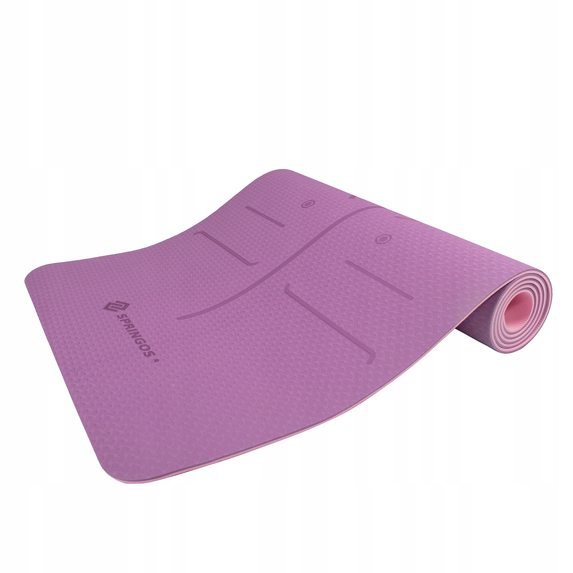 Коврик для йоги и фитнеса Springos TPE 6 мм YG0015 Purple/Pink - фото 5