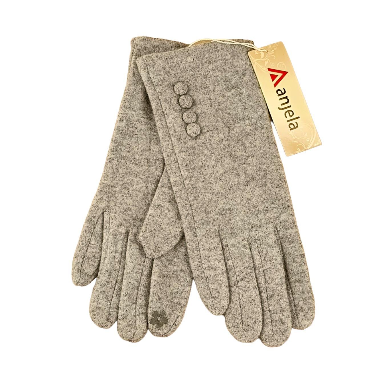 Перчатки женские сенсорные кашемир с пуговицами S-L Серый (47186)