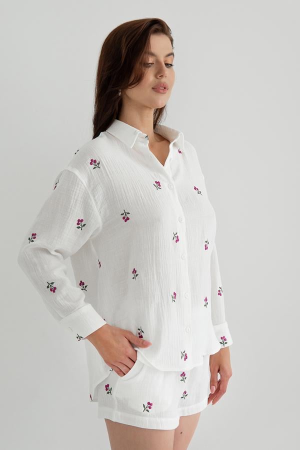 Сорочка з вишивкою Forli з мусліну M/L Blueberry (ML0058-39-60) - фото 3 Сорочка з вишивкою Forli з мусліну M/L Blueberry (ML0058-39-60) - фото 3