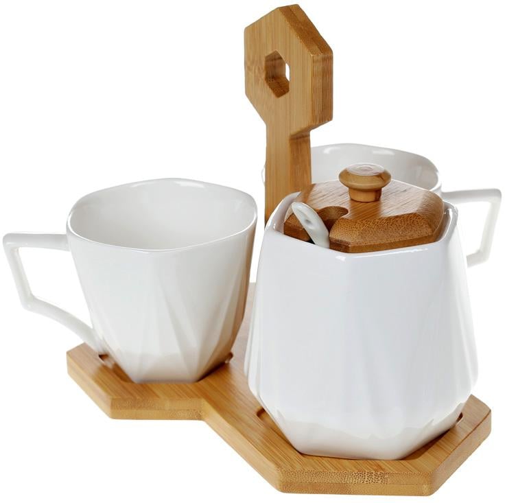 Кофейный набор Nouvelle Home Coutle 2 чашки 170 мл и сахарница 330 мл на подставке