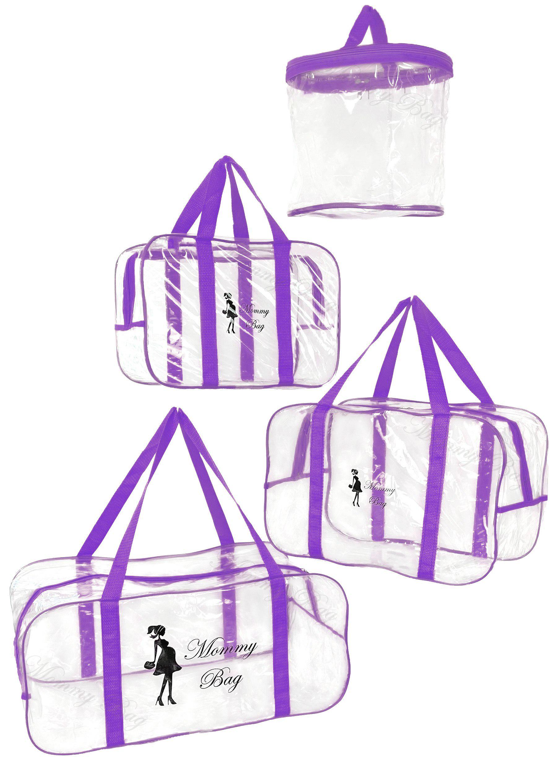 Набор сумок в роддом с органайзером S/M/L Фиолетовый/Прозрачный (216) - фото 1 Набор сумок в роддом с органайзером S/M/L Фиолетовый/Прозрачный (216) - фото 1