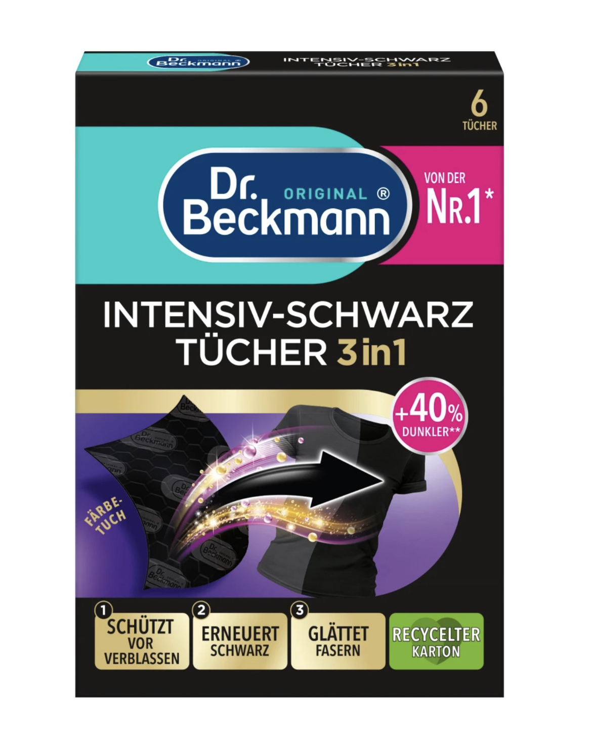 Серветки Dr.Beckmann для оновлення чорного кольору та тканини 6 шт.