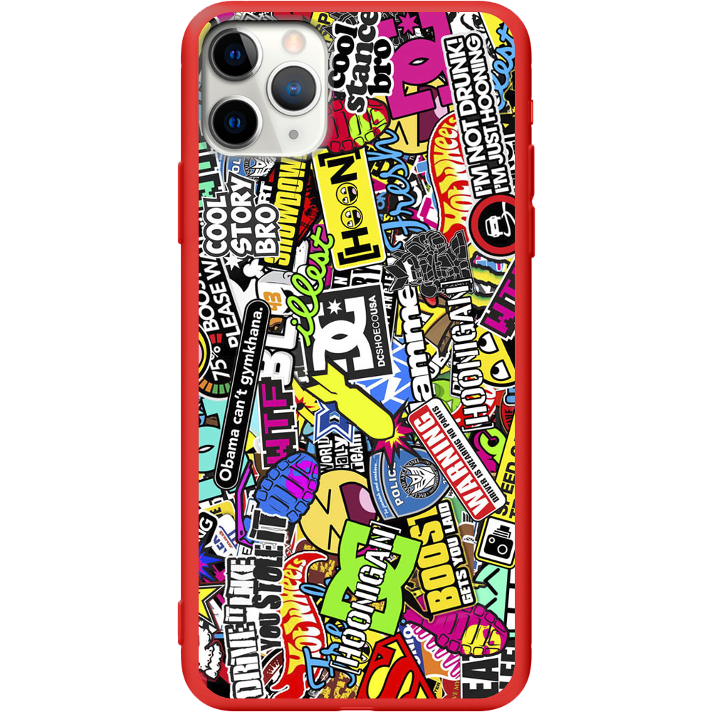 Чехол Boxface iPhone 11 Pro Multicolored Inscriptions Красный силикон (38189-up880-43044)