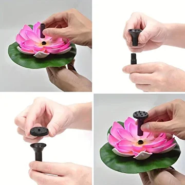 Фонтан садовый на солнечной батарее в форме лотоса Розовый (L00086-1) - фото 6