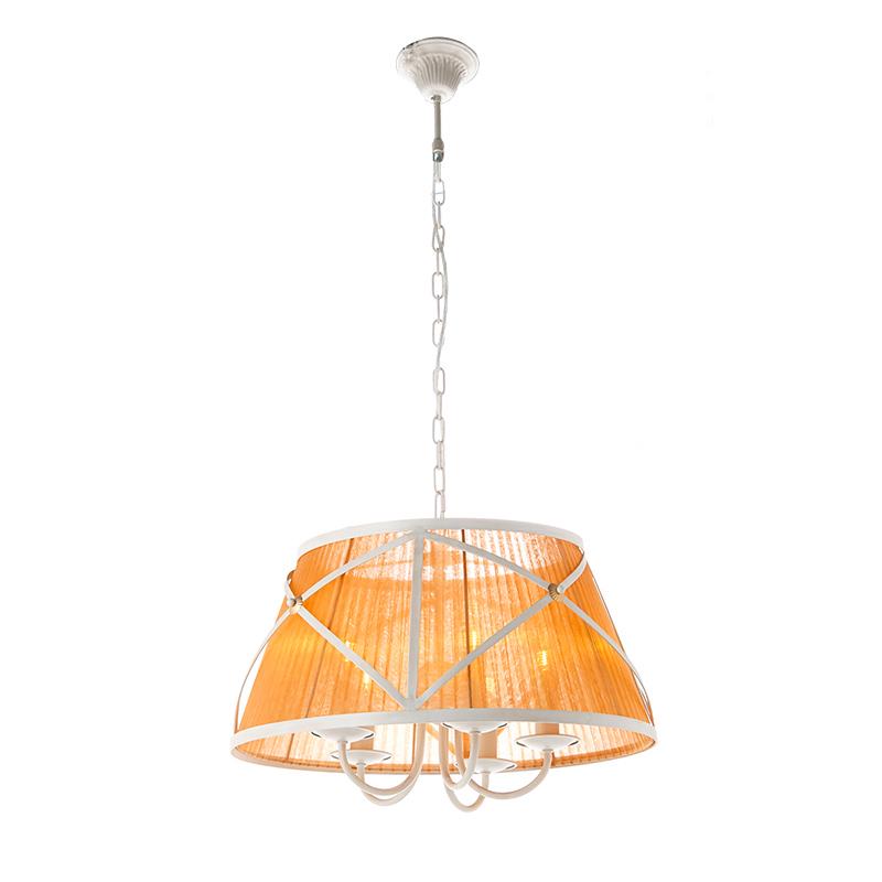 Люстра подвесная с абажуром Light House ES-15481/5 на пять ламп Оранжевый/Белый