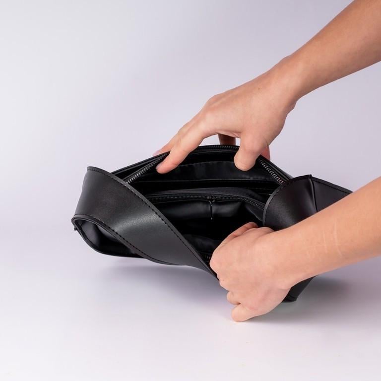 Сумка женская XENIA № 24-22 багет из глаткой экокожи Черный - фото 4 Сумка женская XENIA № 24-22 багет из глаткой экокожи Черный - фото 4