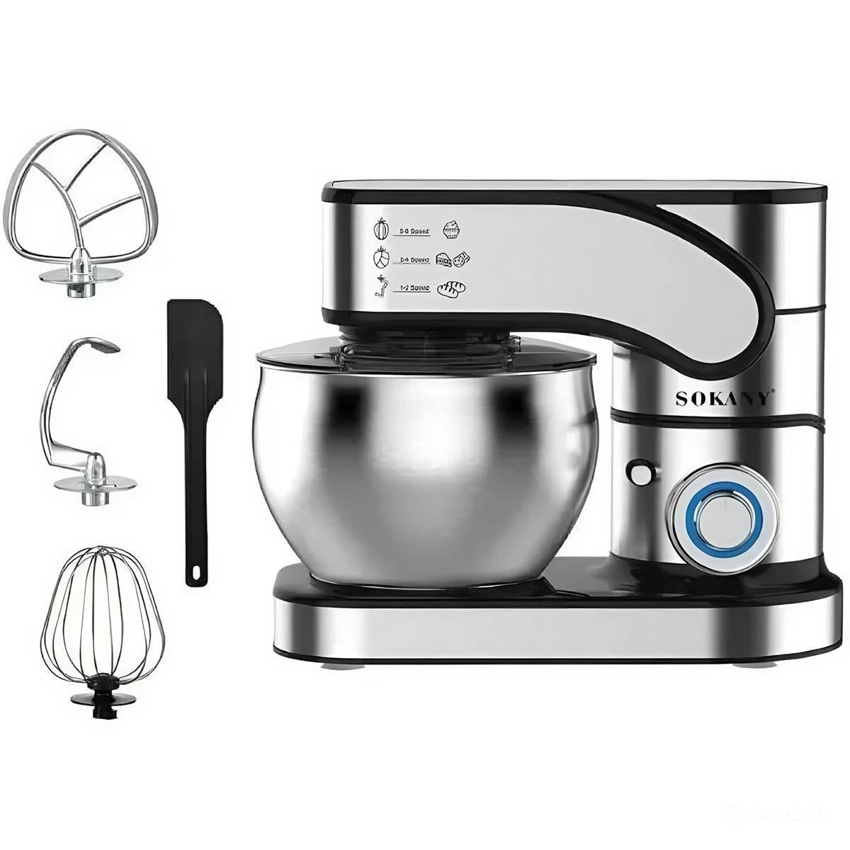 Миксер планетарный Sokany SK-05015 2000 Вт с чашей 8,5 л и 3 насадками 6 скоростей