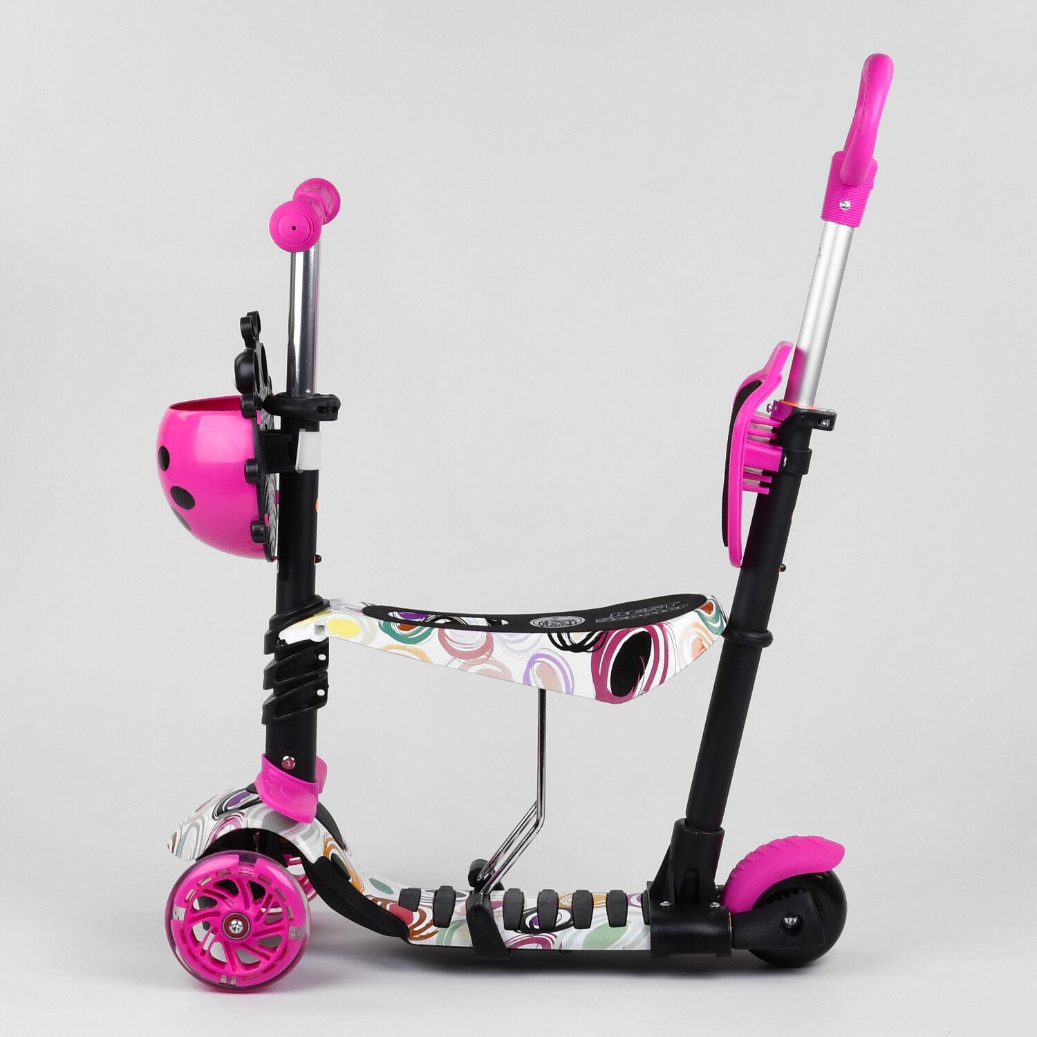 Самокат дитячий Best Scooter 5в1 з PU колесами та підсвічуванням Black/Pink (100055) - фото 7