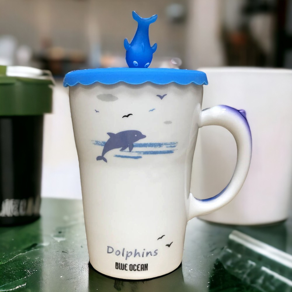 Чашка для чая с крышкой Дельфин 420 мл (21-О8030-2) - фото 2 Чашка для чая с крышкой Дельфин 420 мл (21-О8030-2) - фото 2