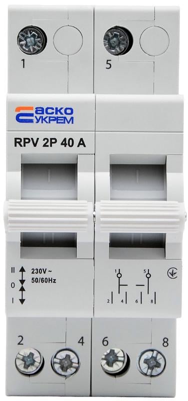 Вимикач-роз'єднувач АСКО-Укрем RPV 1-0-2 2P 40A трипозиційний (A0010220005)