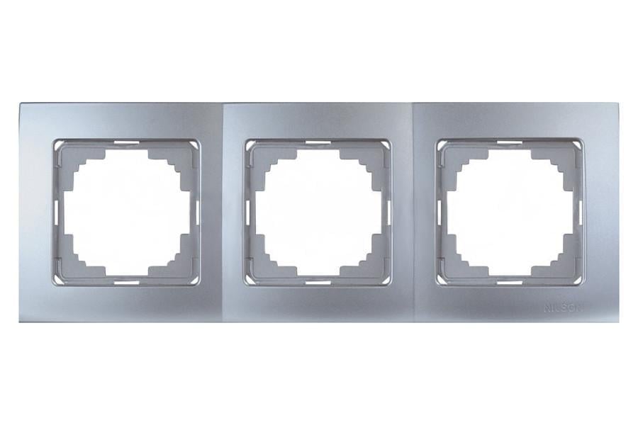 Рамка трехместная горизонтальная Nilson Touran Серебряный (00000011920)