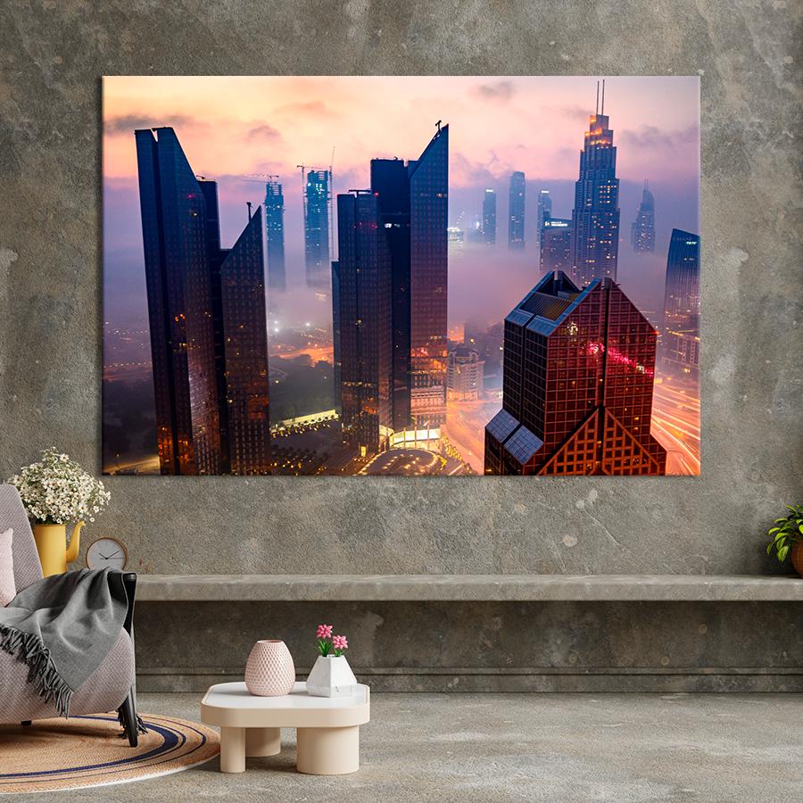 Картина город Сказочное сияние мегаполиса 120x80 см (A623-1)