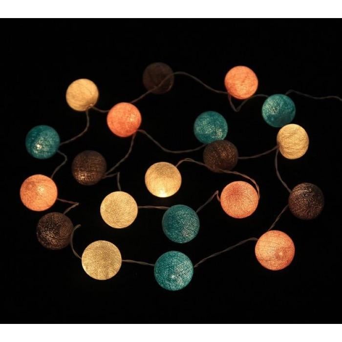 Гирлянда из ниточных шариков CBL Grey Pastel 20 шт. 3,7 м