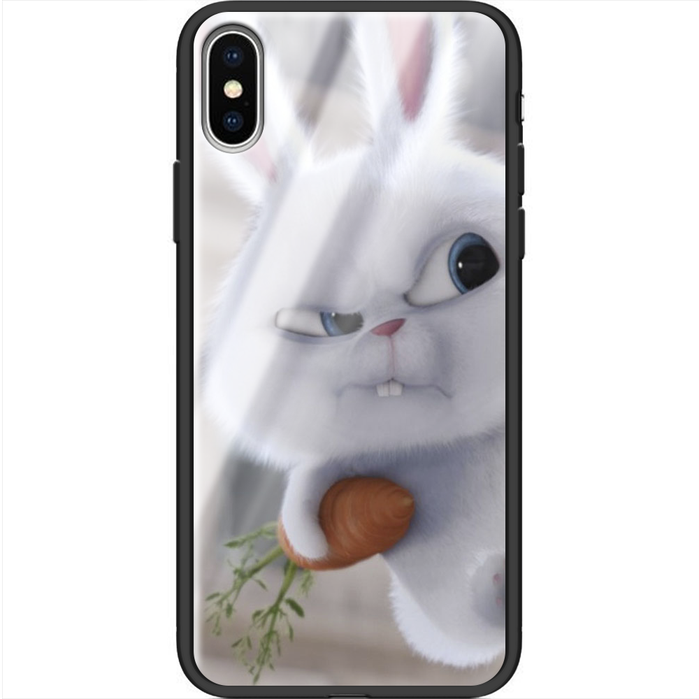 Чехол Boxface iPhone XS Rabbit Snowball Черный силикон со стеклом (35413-up1116-38330)