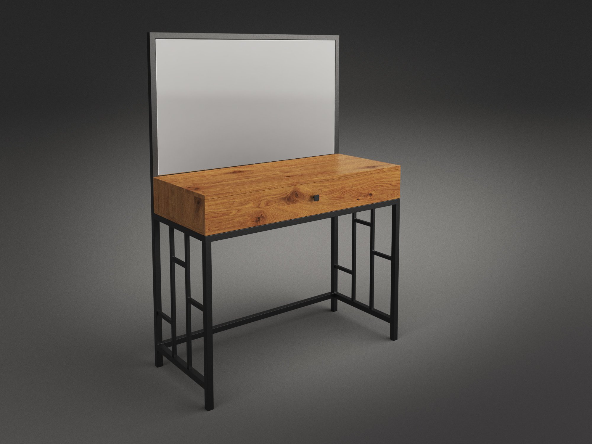 Трюмо и пуф Ренн Черный бархат/Файрвуд/Родео