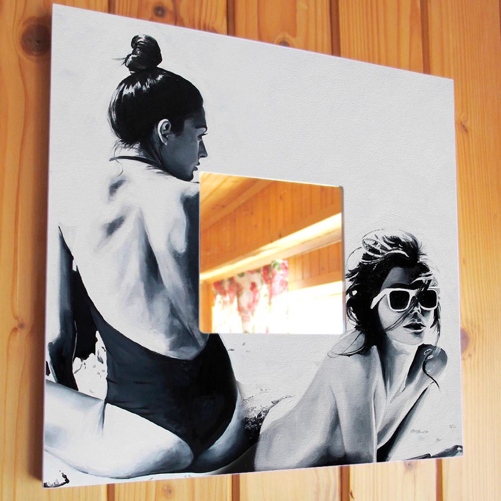 Зеркало с рисунком Красавицы на пляже 260х260 мм (M00721)