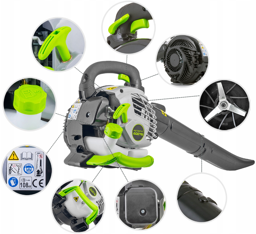 Пилосос садовий AGREENO бензиновий 3,8 л.с. (AG07812) - фото 2 Пилосос садовий AGREENO бензиновий 3,8 л.с. (AG07812) - фото 2