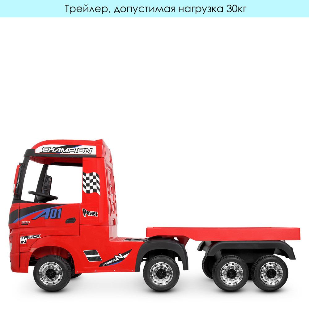 Детский электромобиль Bambi Racer Mercedes M 4208EBLR-3/2 грузовик с прицепом Красный (14655154) - фото 4