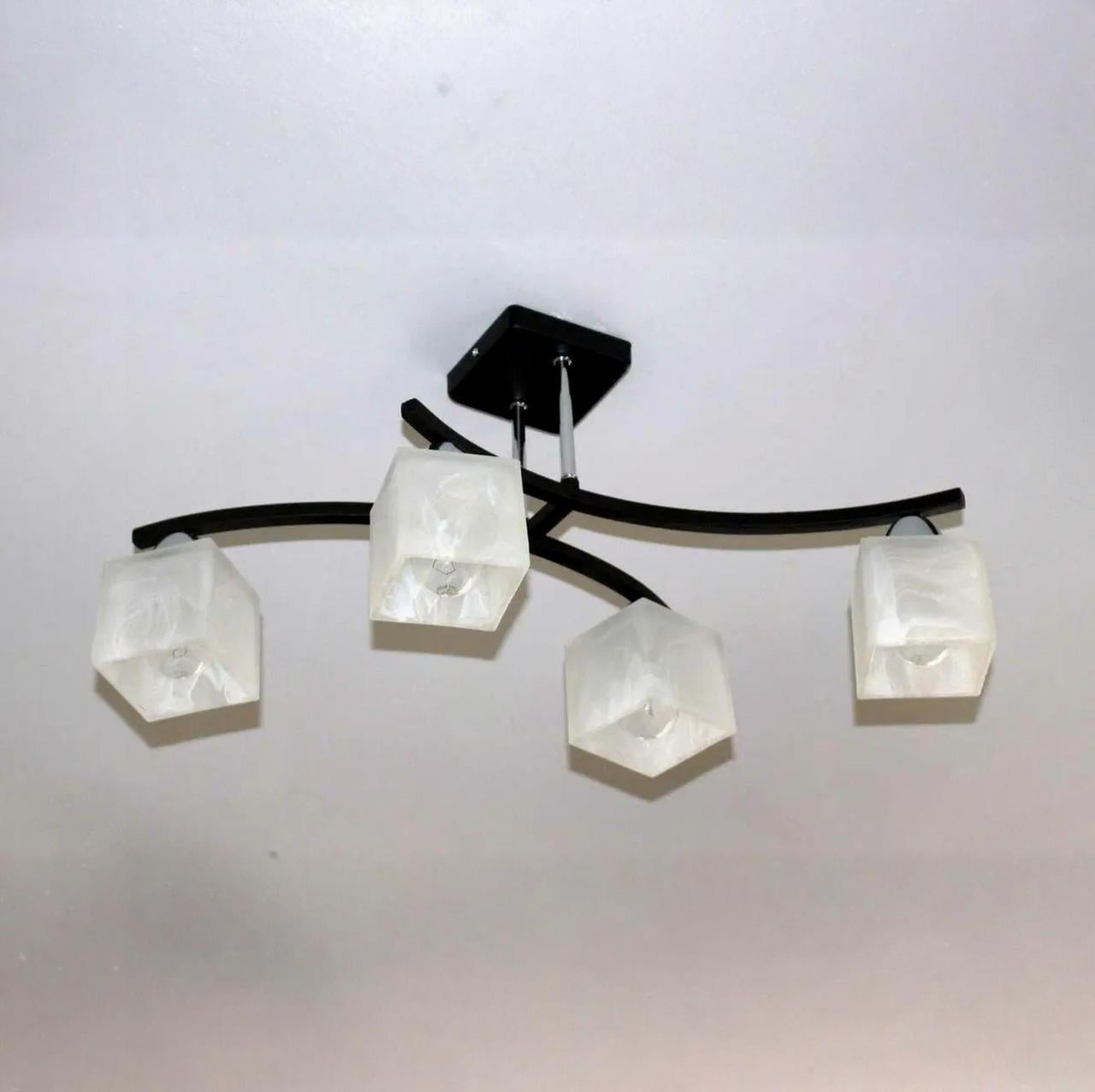 Люстра Sirius на четыре стеклянных плафона под лампу Е27 Черный/Хром (B A1507/4)