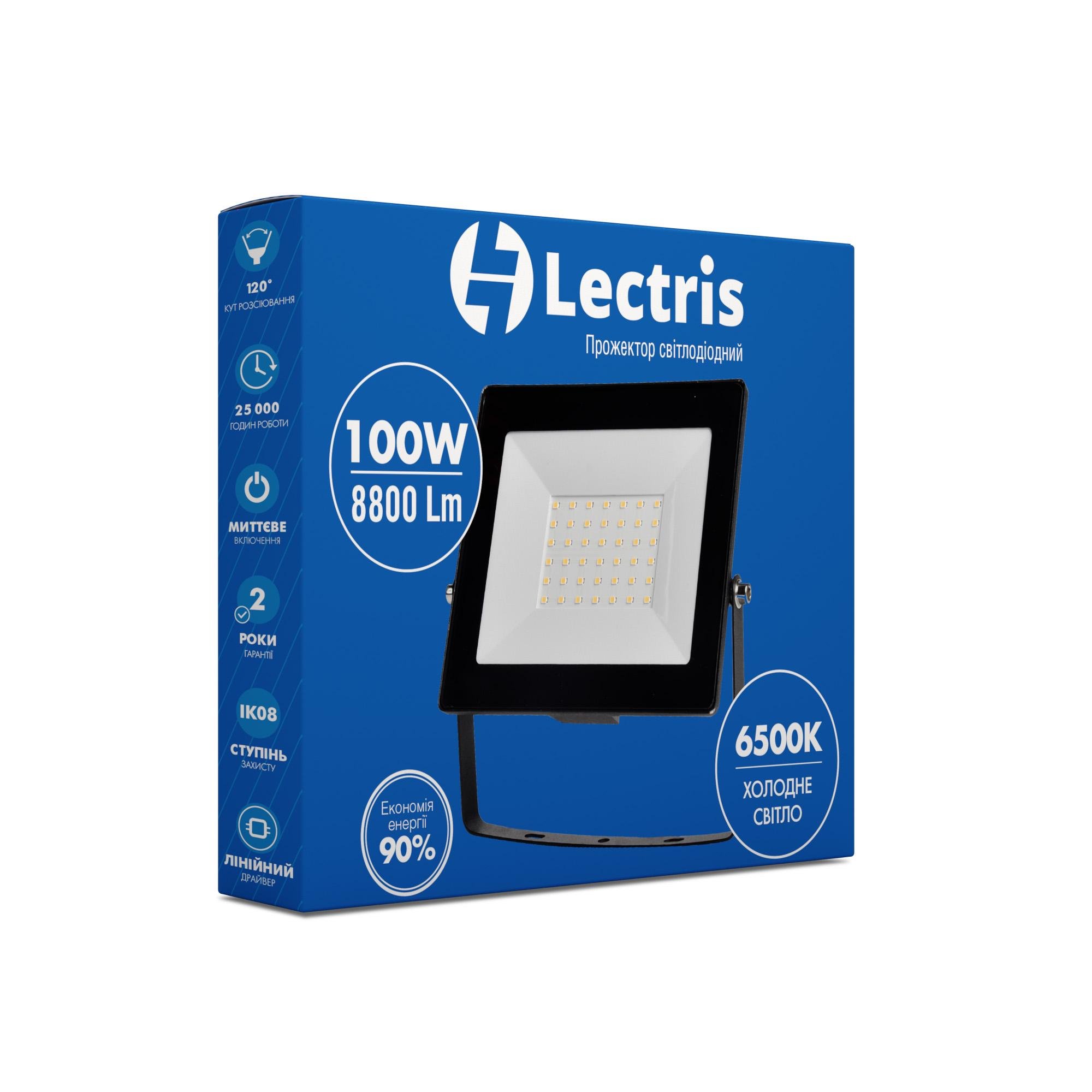 Cвітлодіодний прожектор Lectris 100W 8800 Лм 6500K 185-265V  IP65 1-LC-3005 - фото 2