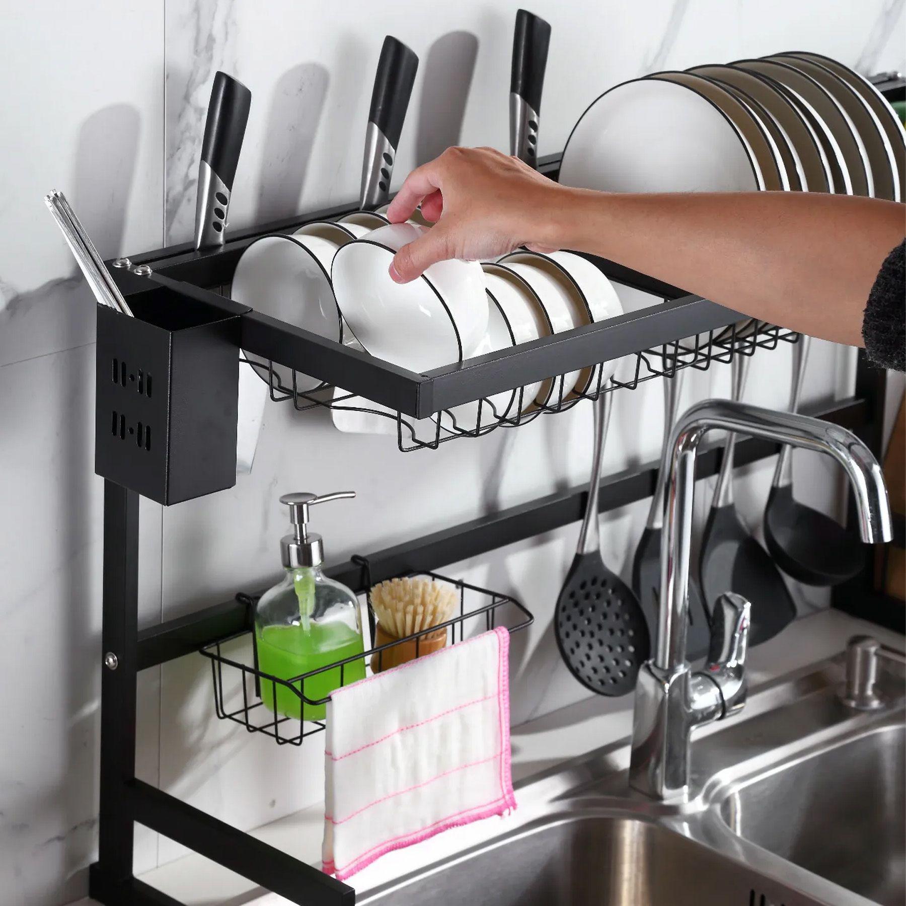 Сушарка кухонна для сушіння посуду над раковиною Kitchen Rack Чорний - фото 11 Сушарка кухонна для сушіння посуду над раковиною Kitchen Rack Чорний - фото 11