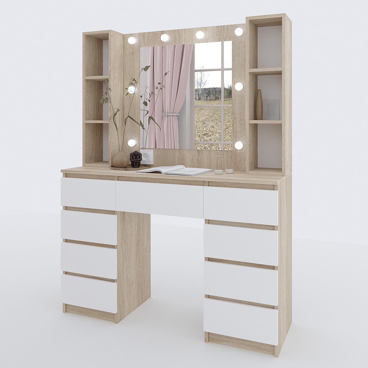 Туалетний столик New and Classic із підсвічуванням 1600х1200х400 мм Дуб сонома/Білий - фото 2