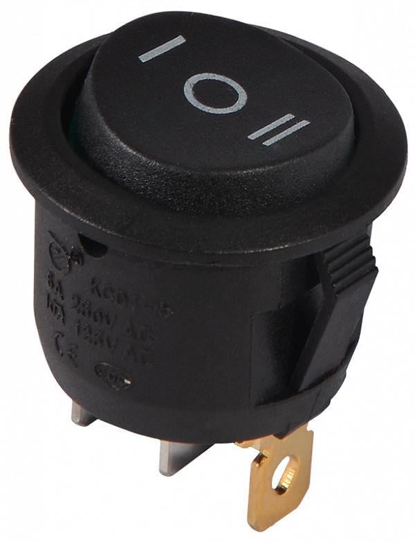 Переключатель одноклавишный опрокидывающий АСКО-УКРЕМ KCD1-5-103 B/B круглый Черный (27878455)