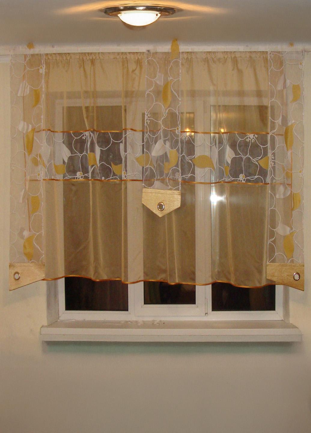 Комплект тюль и панельных шторок Firanka Abstract карниз 200 см Золотистый с бежевым (70_2к)