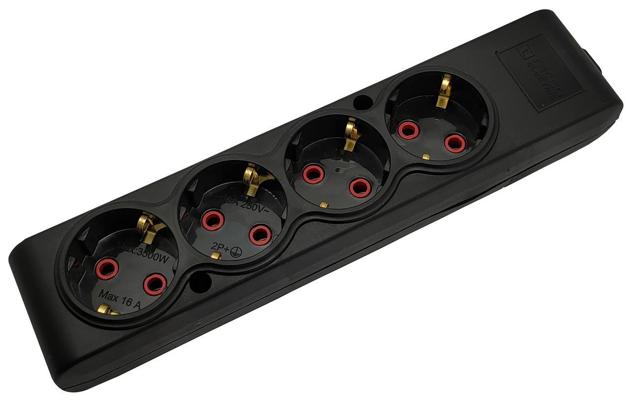 Колодка для удлинителя ТЭССО 4 поста с заземлением Черный (102 401 00S) Колодка для удлинителя ТЭССО 4 поста с заземлением Черный (102 401 00S)