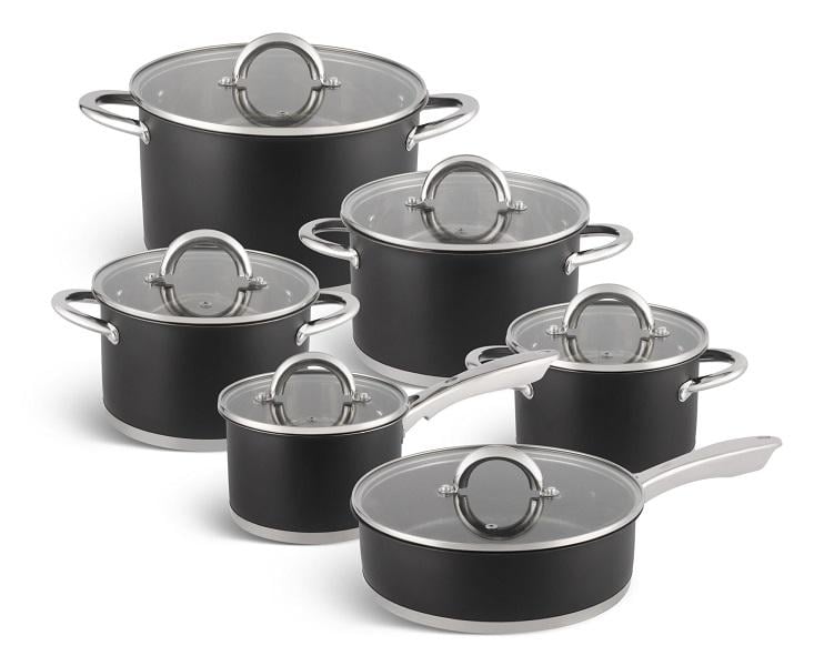 Набір посуду з кришками Edenberg EB-4053 з нержавіючої сталі 12 пр. Black (57-46-EB-4053)