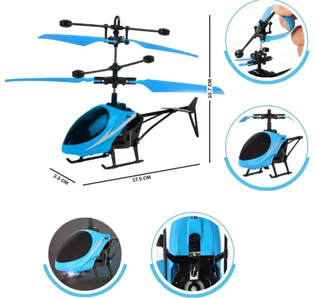 Летающий вертолет Induction aircraft интерактивный с сенсорным управлением Синий (17594) - фото 4