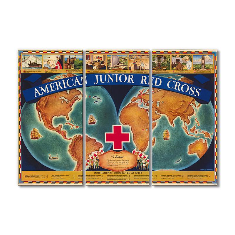 Винтажная карта Карта американского Красного Креста 3 модуля 70x105 см