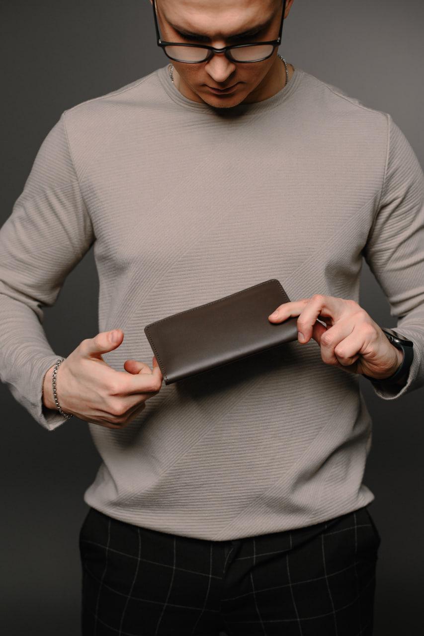 Портмоне мужское из натуральной кожи Коричневый (SR005) - фото 5 Портмоне мужское из натуральной кожи Коричневый (SR005) - фото 5