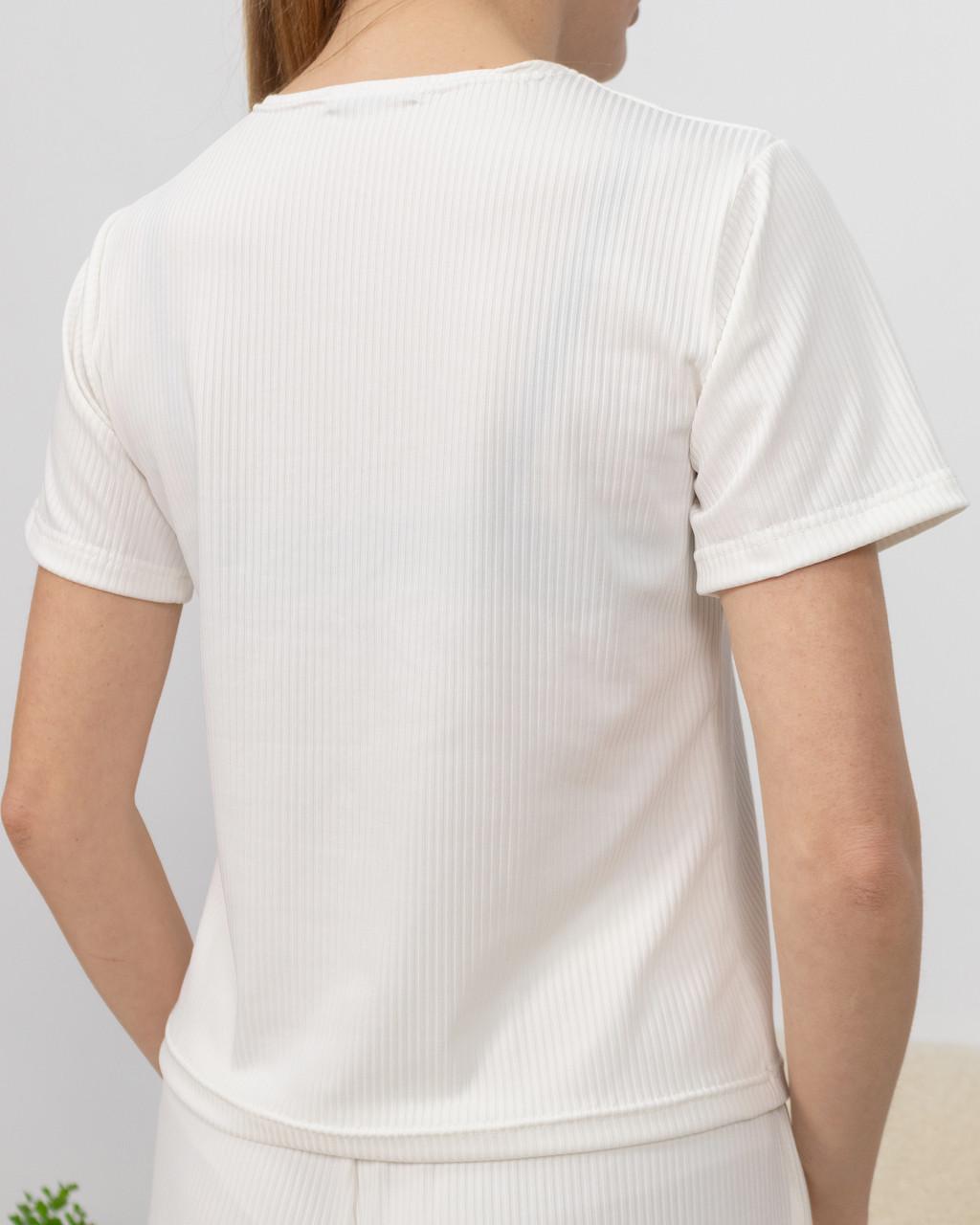 Женская пижама из рубчика футболка и брюки Белый (2188007691) - фото 5 Женская пижама из рубчика футболка и брюки Белый (2188007691) - фото 5