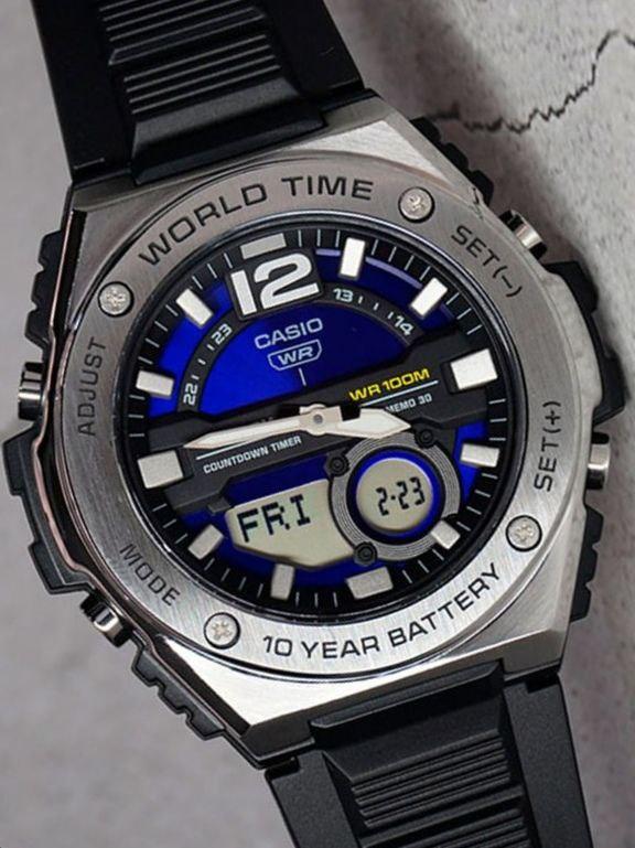 Мужские наручные часы Casio MWQ-100-2A Casio Collection с водозащитой 100 м/подсветкой Синий (2899577113)
