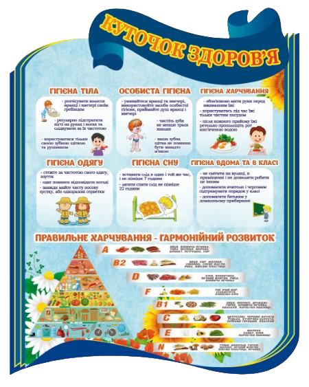 Стенд для учебных заведений "Куточок здоров'я" из ПВХ 670х850 мм (SHR0085)