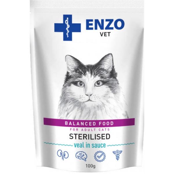 Дієта для стерилізованих котів Enzo Vet з телятиною в соусі 24 шт. 100 г/шт. (000021273)