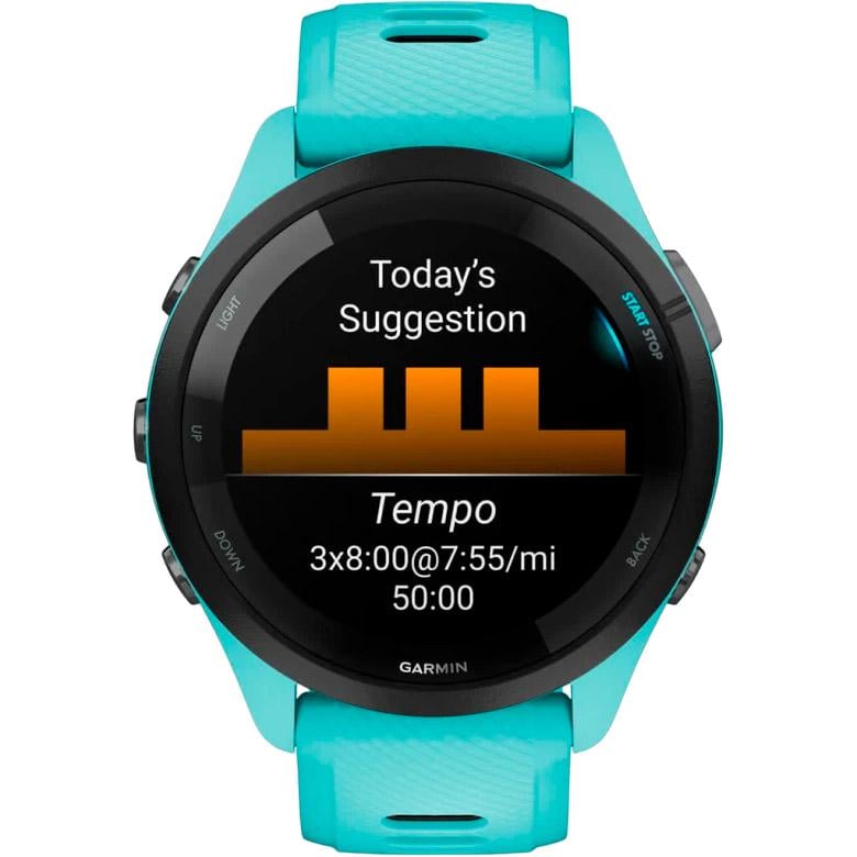 Смарт-часы Garmin Forerunner 265 Black Bezel with Aqua Case and Aqua/Black Silicone Band (010-02810-02) - фото 4