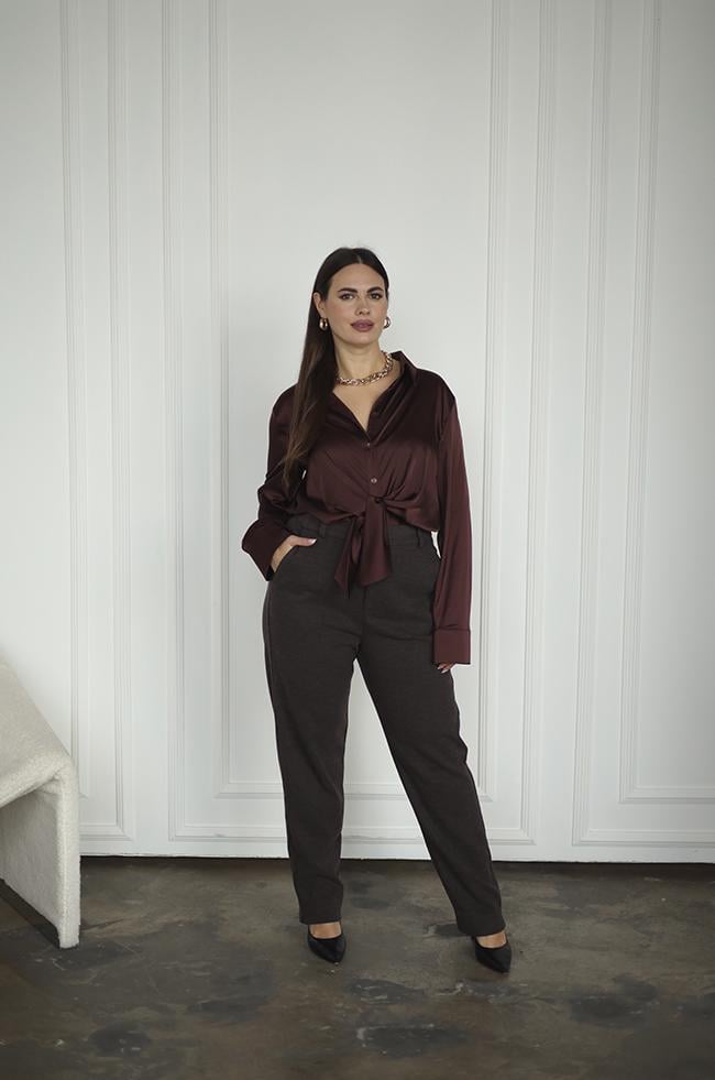 Брюки женские Lipar шерстяные зауженные р. 44 Коричневый (9178/30674391)