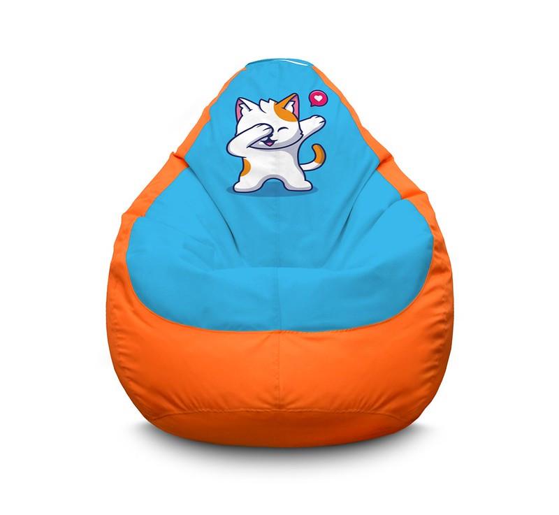 Кресло мешок iPuff Cute cat Dub Оксфорд XXXL 100х135 см Оранжевый