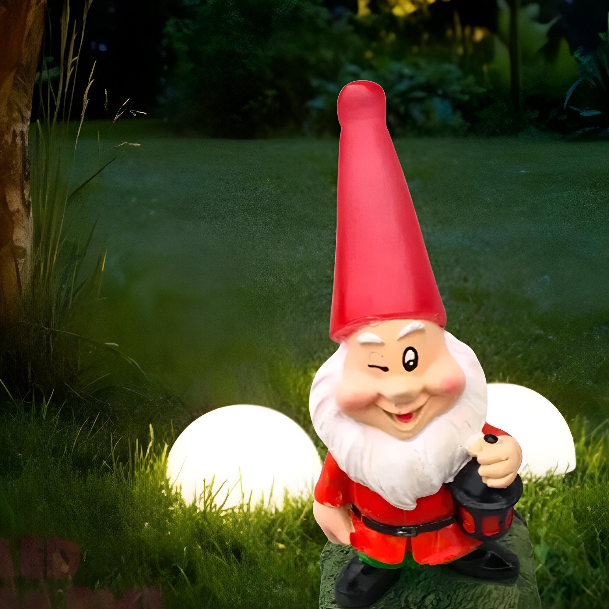 Светильник садовый Lemanso керамический Эльф на солнечной батарее RGB с выключателем Красный (CAB127)