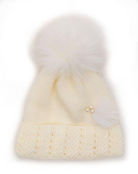 Шапка дитяча для дівчаток Батерфляй D832 фліс 44-48 см Молочний