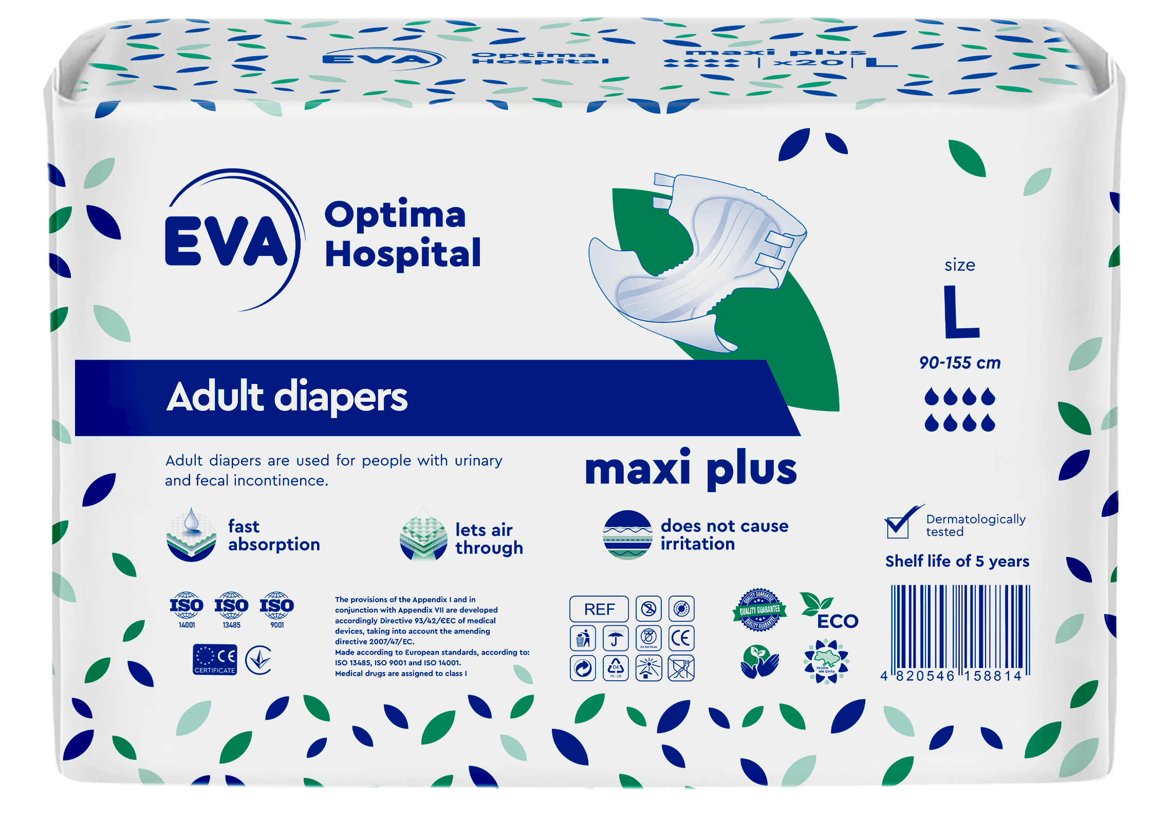 Подгузники для взрослых EVA Optima Hospital Maxi plus L (25660989) Подгузники для взрослых EVA Optima Hospital Maxi plus L (25660989)