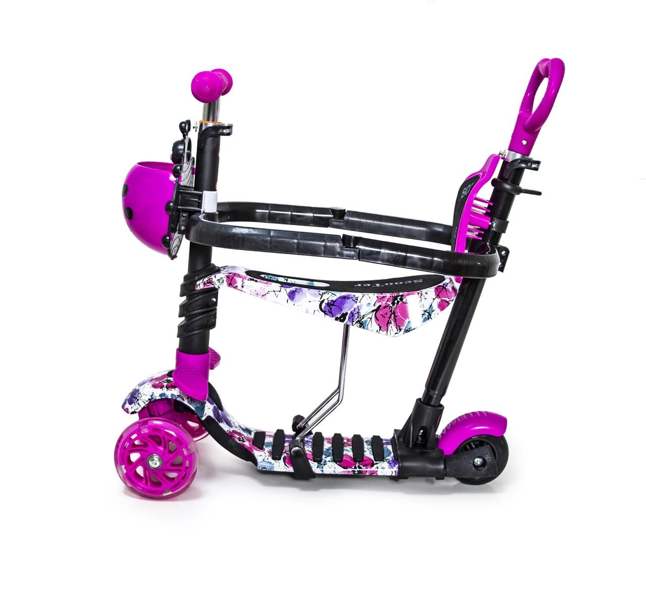 Самокат Scooter 5в1 с рисунком с защитными бортиками