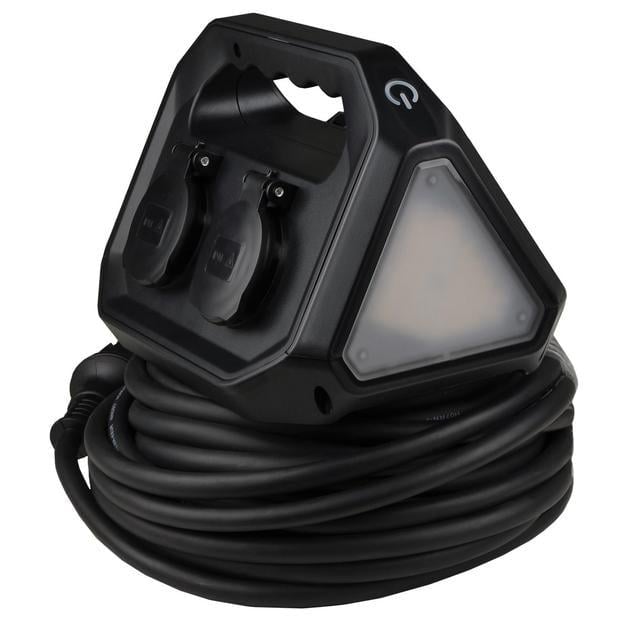 Подовжувач чотиримісний АСКО-УКРЕМ Grot захищений з з/к LED-ліхтарик ІР44 15 м Чорний (ECO019001016)